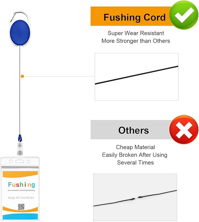 Fushing 20Pcs Retractable ID Badge Holders ID Badge Reels - Image 4
