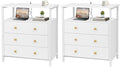 Edbuosy 3 Wooden Drawers Nightstand, 27 Inch Wide Night Stand Set 2 by Edbuosy