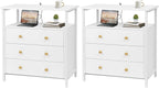 Edbuosy 3 Wooden Drawers Nightstand, 27 Inch Wide Night Stand Set 2 by Edbuosy
