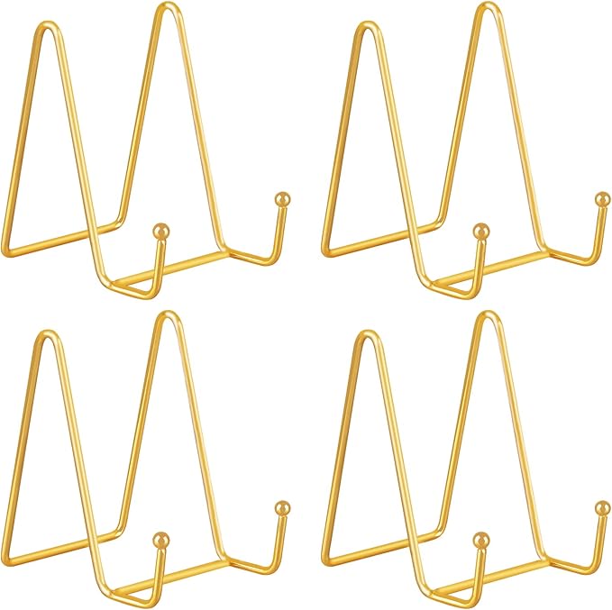Decolore 4 Pack 4 Inch Display Stands Gold Plate Stands Metal Frame Holder Stand by Decolore