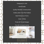 BLU MONACO | White Wooden Mail Organizer - Image 3