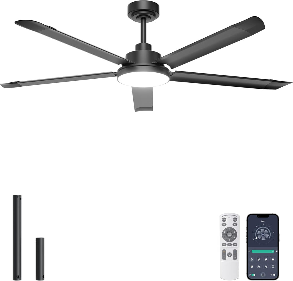 ohniyou 60'' industrial ceiling fan with light for, main product view