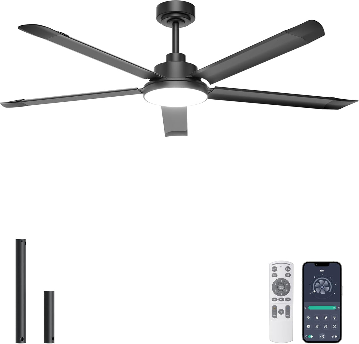 ohniyou 60'' industrial ceiling fan with light for, main product view