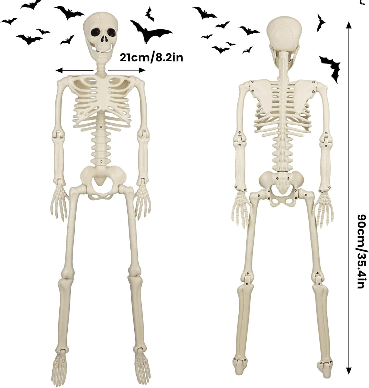 2 Pack 36'' Skeletons Halloween Decorations Outdoor: 3 FT Posable Ske...