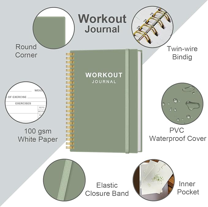 Fitness Journal for Women & Men, A5 Workout Journal/Planner Daily Exercise Log - Image 2