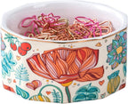Ceramic Paper Clip Holder Paper Clip Dispenser Organizer for Desk Cute Office Binder Clip Holder Bobby Pin and Hair Clip Holder (01-Flower)