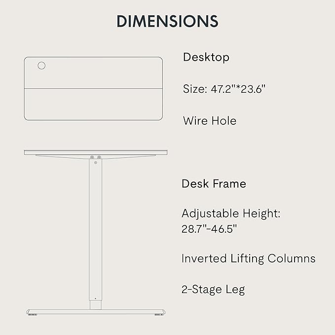 FitStand Adjustable Standing Desk, 47x24 Inches Home Office Desk - Image 6