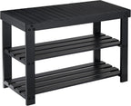 Pipishell Bamboo Shoe Rack Bench, 3 Tier Sturdy Shoe Organizer, Storage Shoe