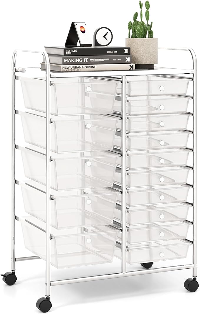 LDAILY 15 Drawer Rolling Storage Cart, Rolling Cart by LDAILY