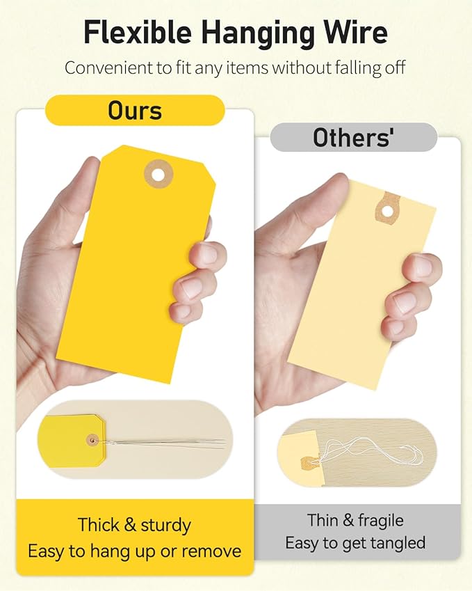 Uniclife 100 Pcs Yellow Blank Shipping Tags - Image 4