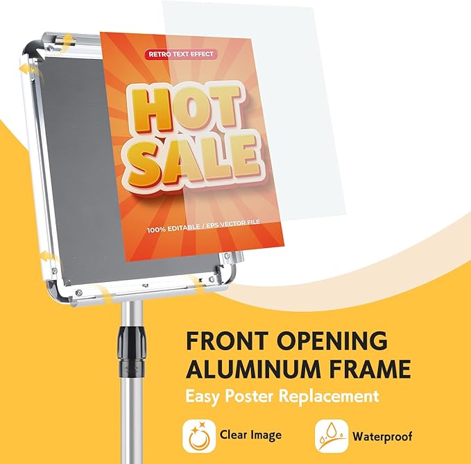 RedChili 2 Pack Sign Holder Stand 8.5x11 Inch, Adjustable Floor Standing Sign - Image 4
