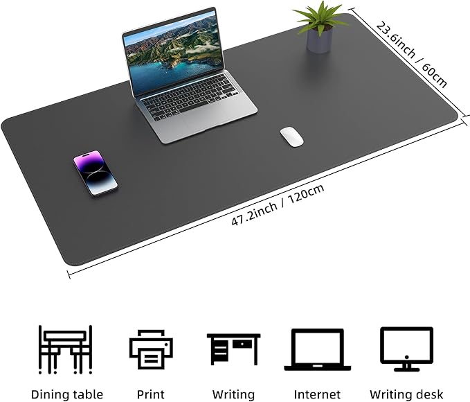 Large Desk Mat 47" x 23.7", Leather Desk mat, Double-Sided Desk Pad, Desk matt - Image 2