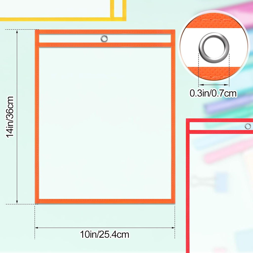100 Pcs Oversized Clear Dry Erase Pockets Sleeves Bulk 10 x 14 Inch Erasable Ticket Holder Waterproof Sheet Protector Reusable Plastic Sleeves Document Holder for Classroom School Organization