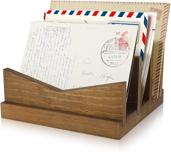 Picowe Desk Mail Organizer Wooden Mail Holder, 3 Slots Letter Holder Organizer by Picowe