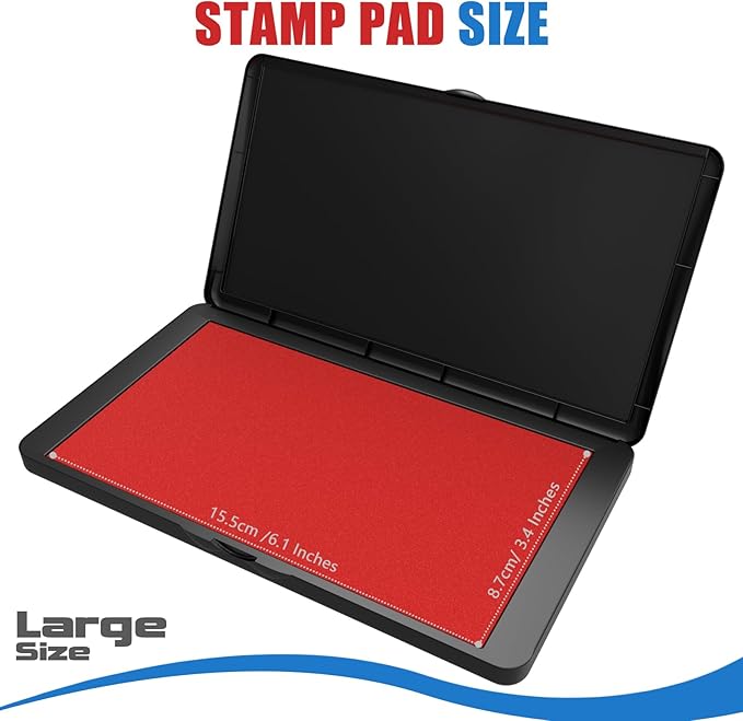 Large Stamp Pad, 6.1 x 3.4 Inch Red Ink Pad Premium Quality Felt Pad Rubber - Image 2