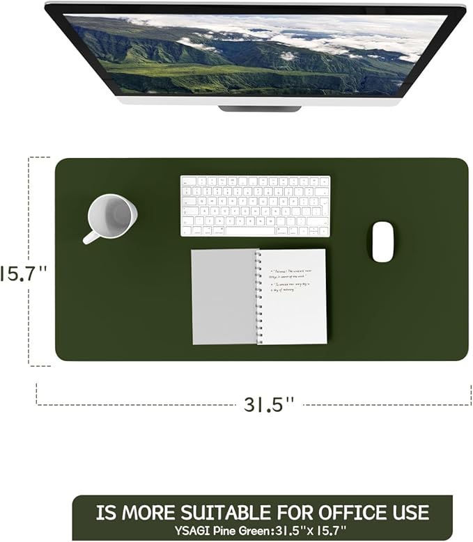 YSAGi Non-Slip Leather Desk Pad, Waterproof Laptop Computer Desk Keyboard Mat - Image 5