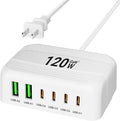 USB C Charger Block, 120W 6 Port USB Charging Station, Portable PD Fast Wall by BURUDU