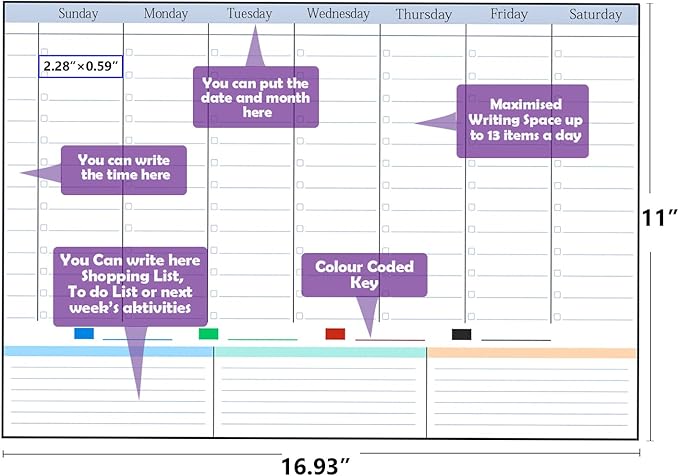 POPRUN Magnetic Weekly Dry Erase Board Calendar - Image 2