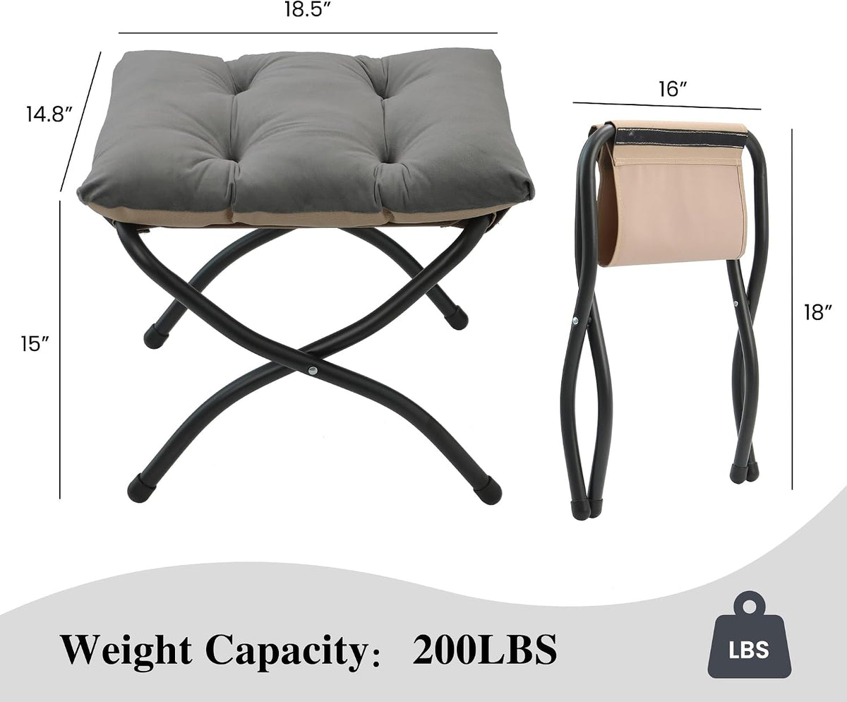 15"(H) Folding Ottoman, Foldable Footrest Stool, Portable Small Foot Sto...