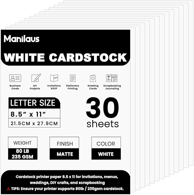 White Cardstock 8.5 x 11"Inch, 80lb Cardstock Paper, 30 Sheets Card Stock Paper - Image 8