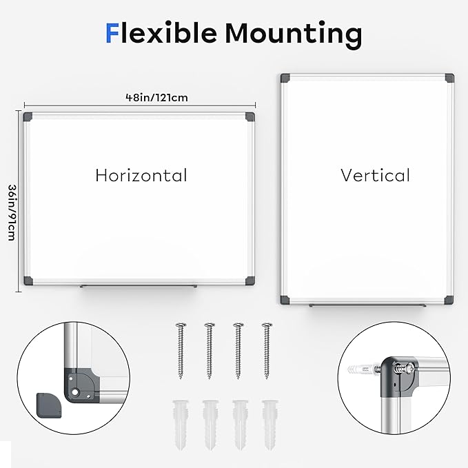 VUSIGN Magnetic Whiteboard 48" x 36", Large Dry Erase Board - Image 4