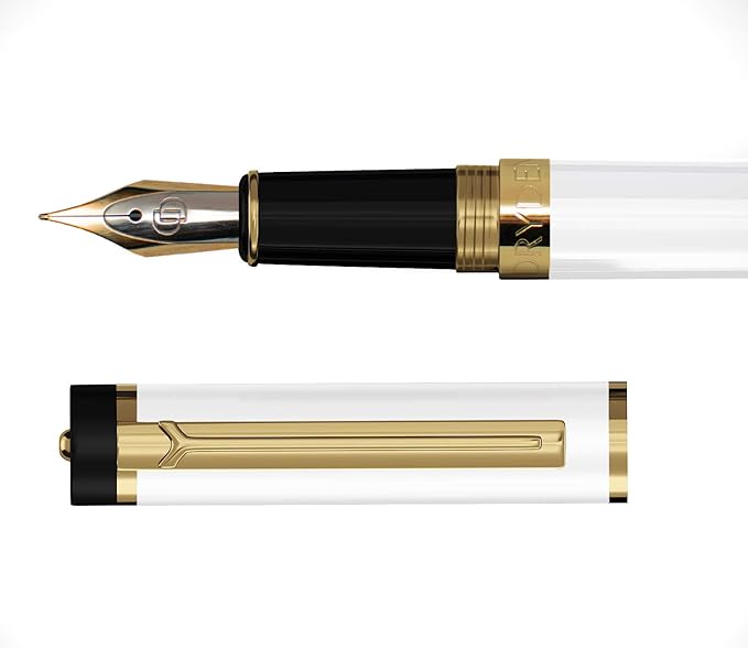 Dryden Designs Fountain Pen Medium Nib, Pearl White, Left and Right Handed - Image 3