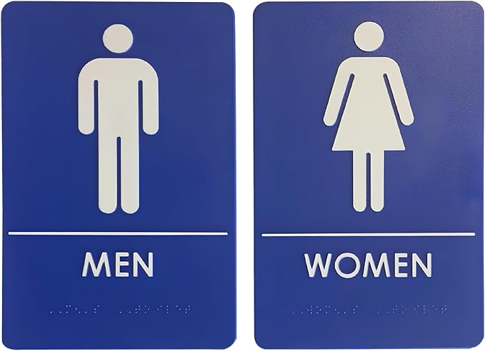 USA Made - Men's and Women's Restroom Signs ADA-Compliant Bathroom Door Signs by RockRidge