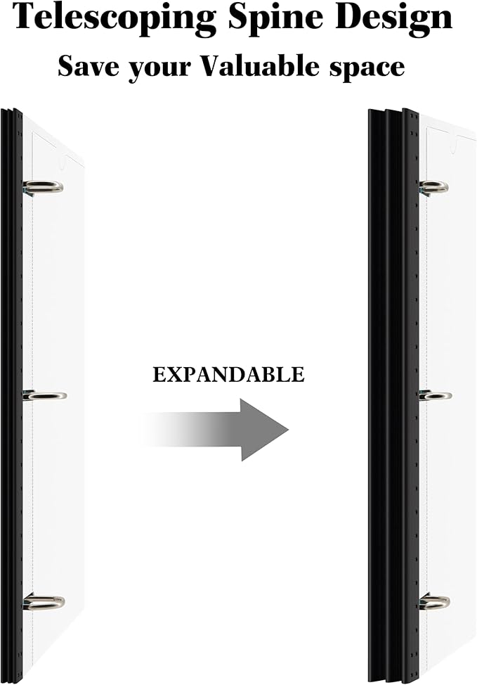 INFUN 1 Inch Telescoping 3 Ring Binder -12 PCS-White, Flexible Binders - Image 2