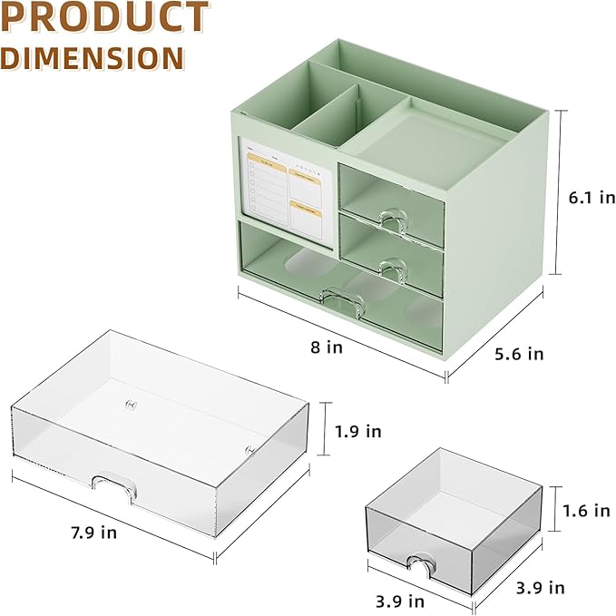 Marbrasse Desk Organizer with 3 Drawer, Desk Organizers and Accessories with 4 - Image 4