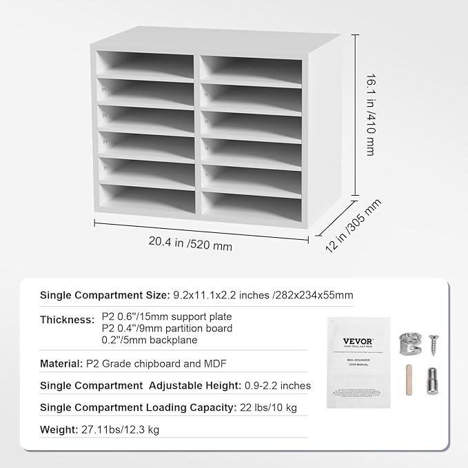 VEVOR Literature Organizers, 12 Compartments Office Mailbox - Image 7