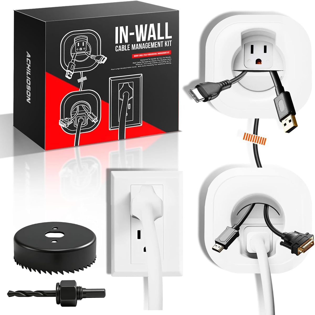 in-Wall Cable Management Kit for Wall Mounted TV, TV Cord Hider Wall Kit with...