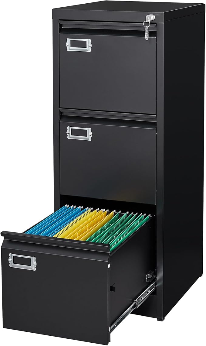 MIIIKO 3 Drawer File Cabinet, Home Office File Folders Storage Cabinet by MIIIKOOfficeFurniture