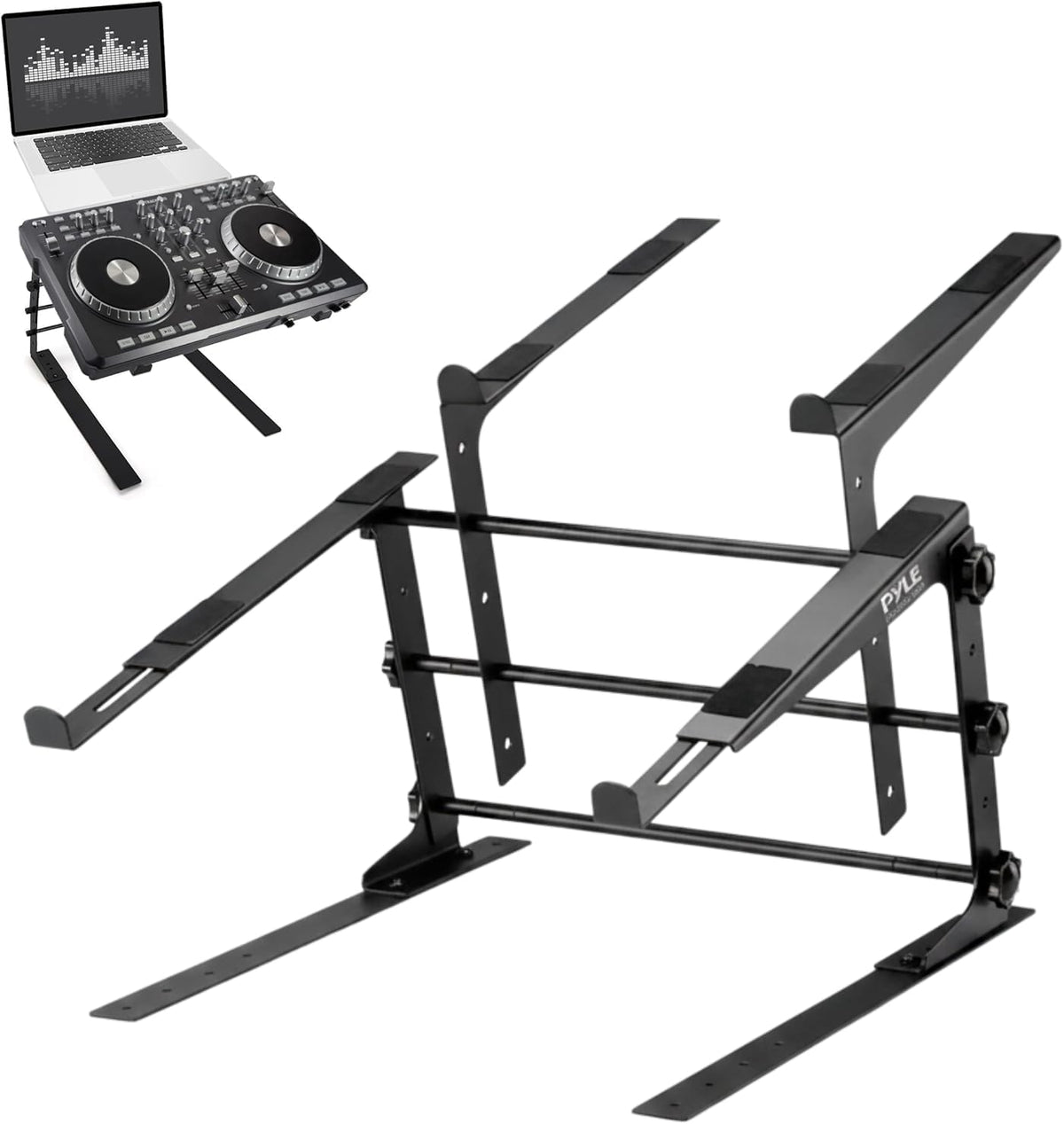 Pyle Portable Dual Laptop Stand - Standing Table with Adjustable Height, Ergo...