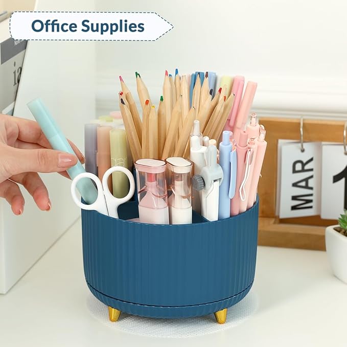 SKYDUE 360 Degree Rotating Desk Organizer, Dual-Purpose Pencil Pen Holder - Image 2