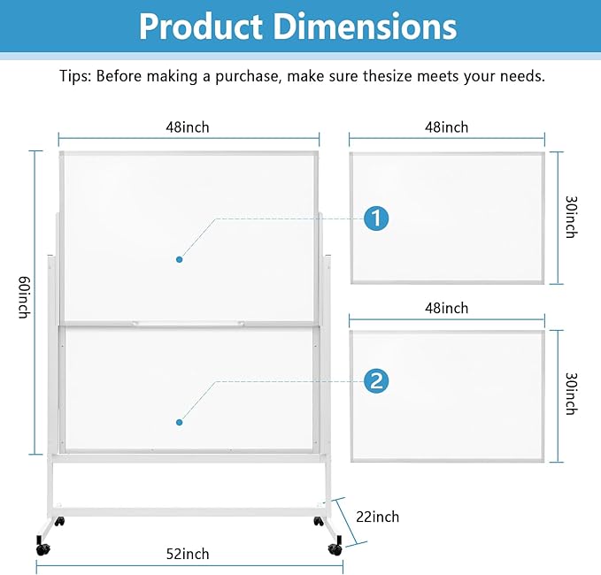 48 x 60 Inch Height Adjustable Dry Erase Whiteboard - Image 7