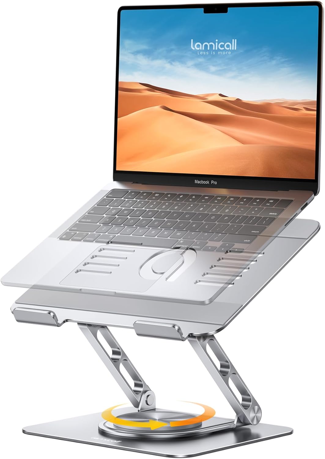 Lamicall Adjustable Laptop Stand for Desk 360° Rotating Base for 10-17.3'...
