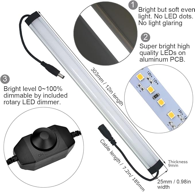 Litever Kitchen Under Cabinet LED Lighting Kit Plug-in, Super Bright, Daylight - Image 4