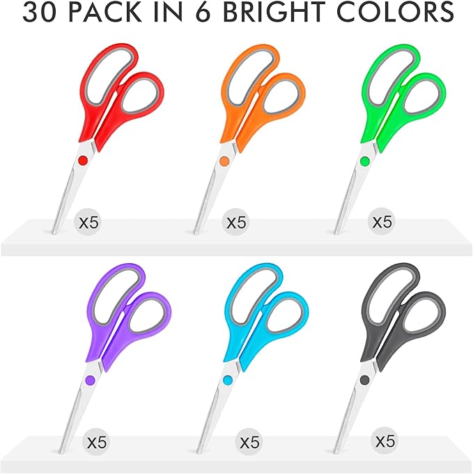 30 Pack Scissors Bulk, 8 Inch Sharp Scissors All Purpose - Image 2