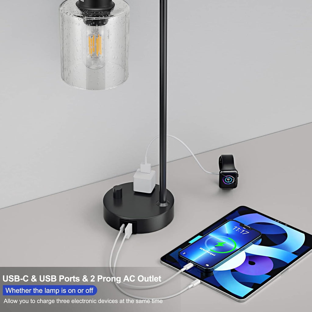 industrial desk lamp, fully dimmable small bedside table, close-up detail