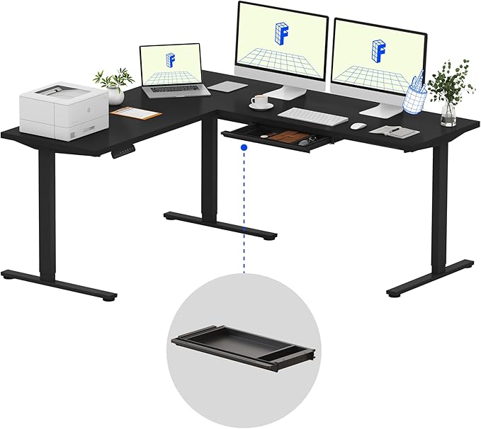 FLEXISPOT L Shaped Standing Desk, 71 x 63 Inch Electric Height Adjustable by FlexiSpot