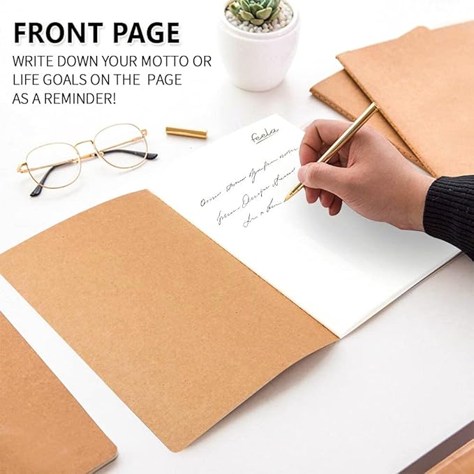 feela 15 Pack A5 Kraft Notebooks, 60 Lined Blank Pages Travel Journal Bulk - Image 5