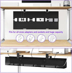 No Drill Under Desk Cable Management Tray, Clamp/Screw Mount Desk Cable - Image 4