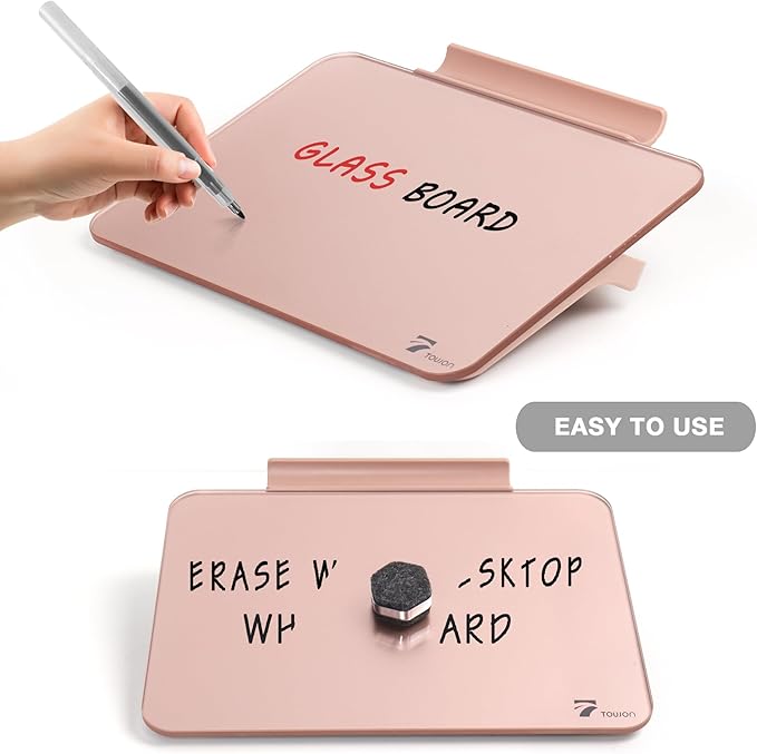 Rose Gold Glossy Mirror Mini Desktop Pure Glass Whiteboard, Small Desktop Dry - Image 3