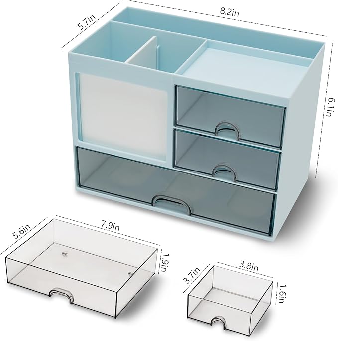 QIYVLOS Desk Organizer with 3 Drawer, Desk Organizers and Storage with 8 - Image 6