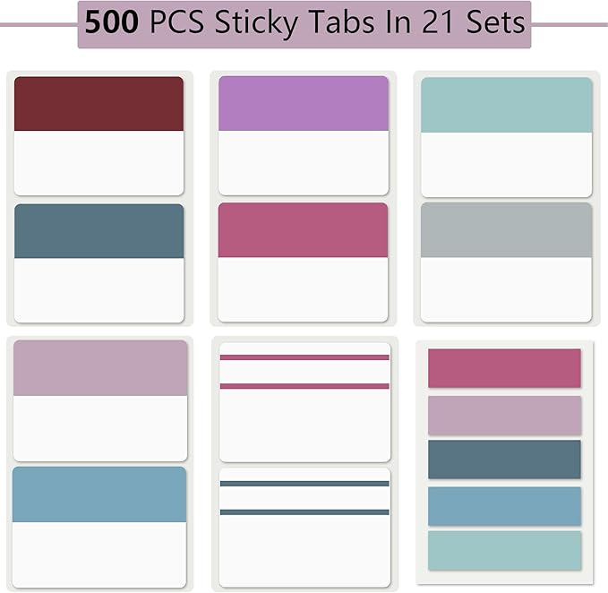 ELII 500 PCS Sticky Index Tabs 2 Inch Book Tabs, Page Markers File Tabs Self - Image 2