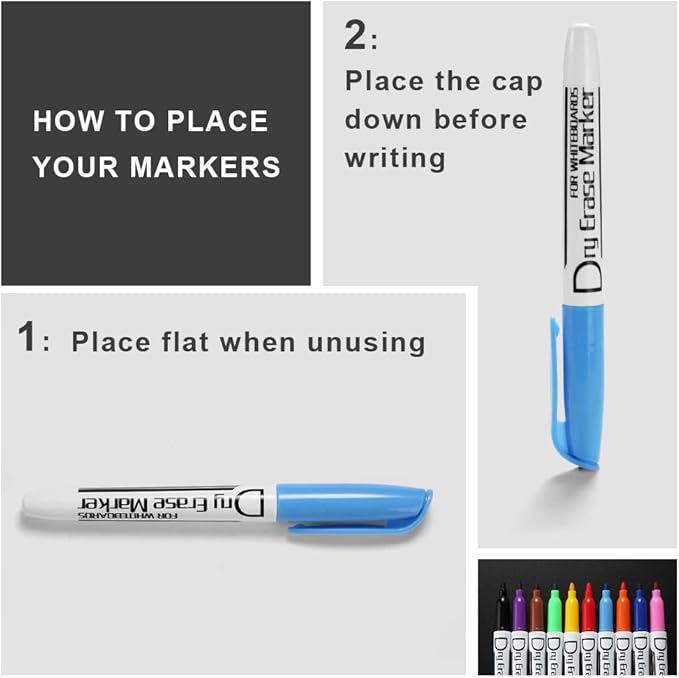 Volcanics Dry Erase Markers Low Odor Fine Whiteboard Markers Thin Box of 30 - Image 8