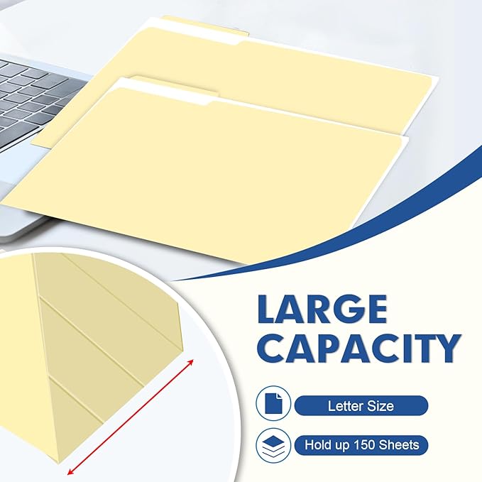 File Folder, PANDRI 170 Pack File Folder, 1/3 Cut Tab, Letter Size, Filing - Image 5