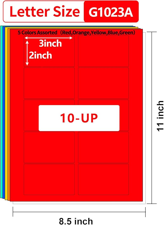 Gemsroyal Colored Labels Printable 2"×3", Neon Moving Label Stickers - Image 2