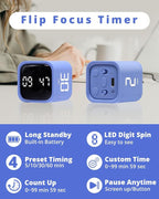 Productivity Timer Flip Gravity Sensor Cube Timer Countdown & Countup, Mute & - Image 3