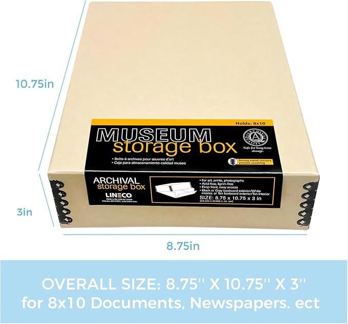 Lineco Museum Archival Storage Box, 8.75x10.75x3 in. Drop Front Design. - Image 2